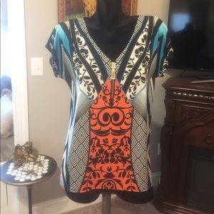 CoCo Bianca Hi-lo Short Sleeve Tunic, Size: Large